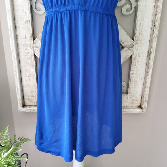 Cover Me Women's Sleeveless V-Neck Elastic Waist Swimsuit Coverup in Blue - Picture 4 of 7